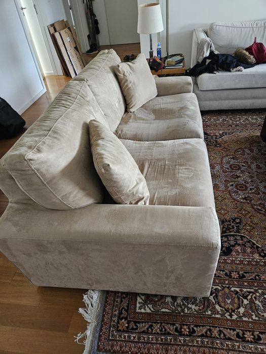 Sofa em tecido " alcantara" bege 190cmx97cm