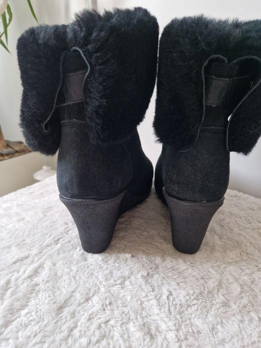 Zimowe buty damskie,  skórzane Zippyboot 39. Kozaki na koturnie