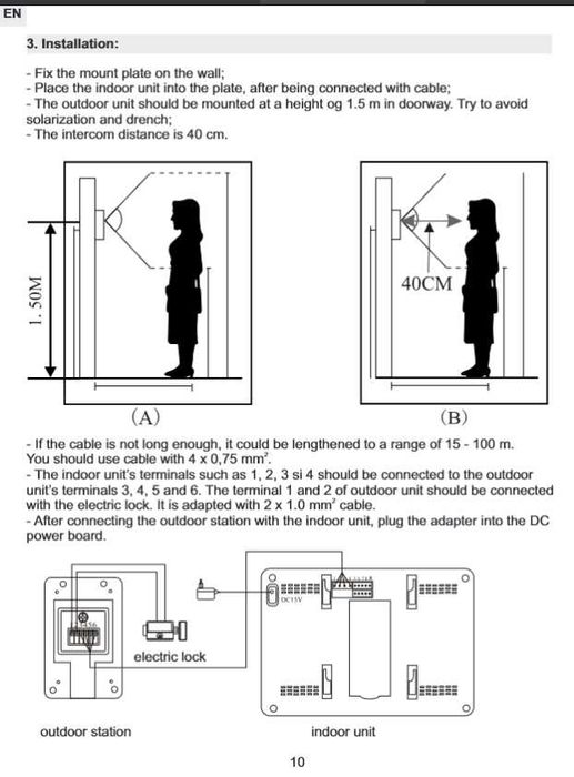 Campainha com câmara e visão noturna - 4 fios