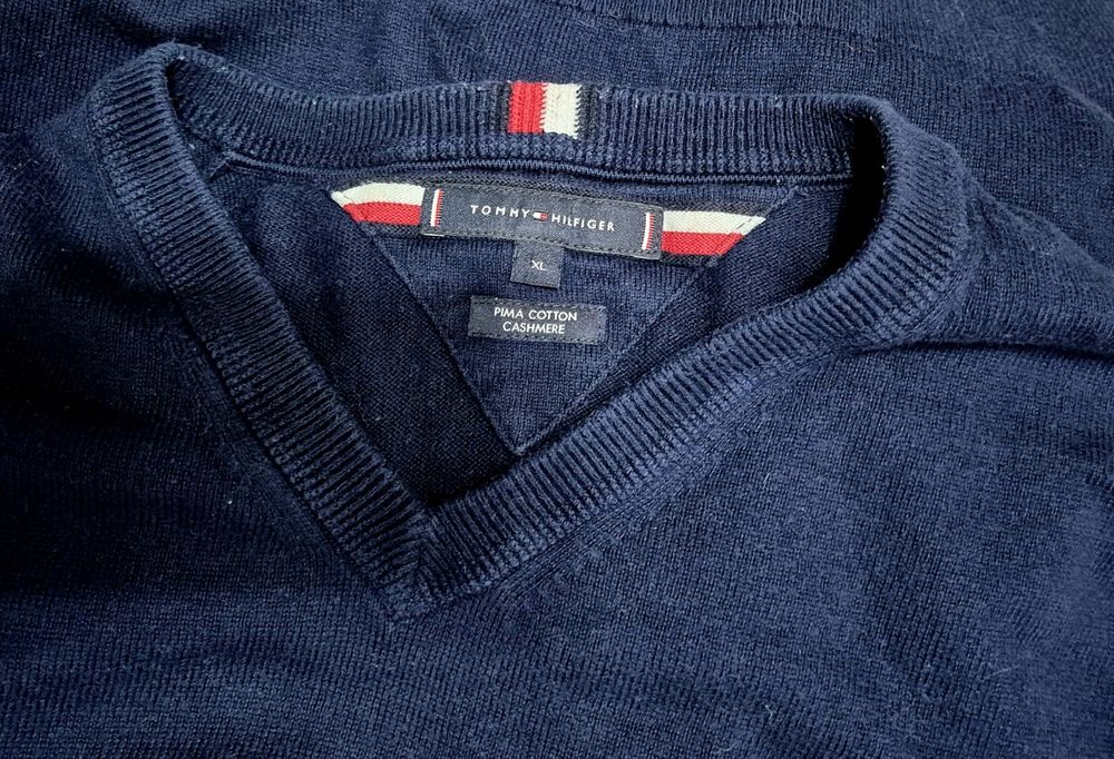 TOMMY HILFIGER roz. XL extralekki sweter premium Bawełna + kaszmir