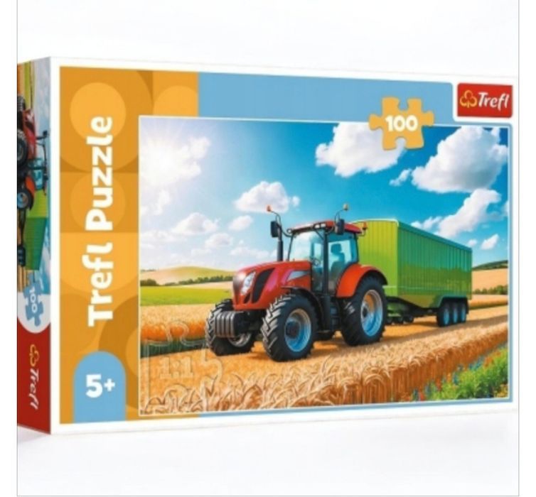 Nowe puzzle Trefl 100 elementów Traktor z przyczepą