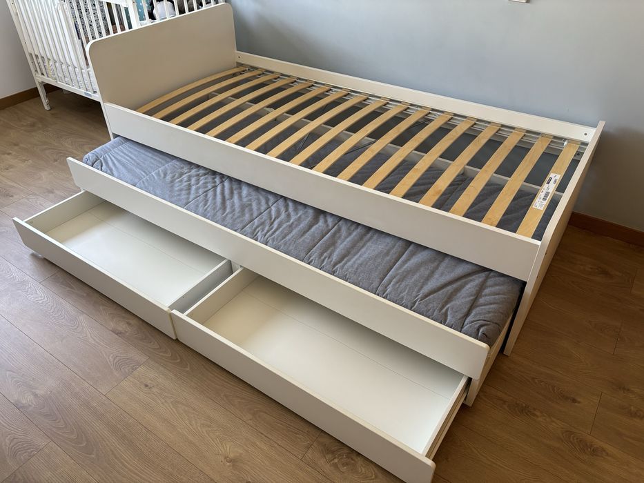 cama solteiro 90 x 200 com gavetão e gavetas de arrumação