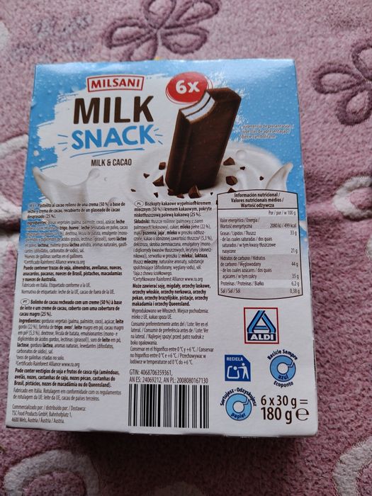 Mleczna kanapka Miło Snack Milsani