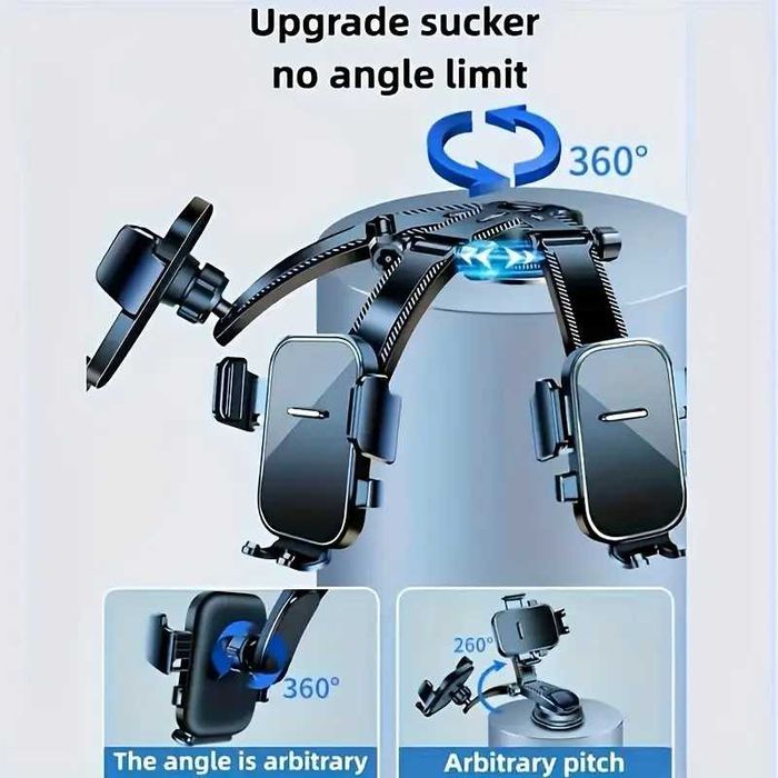 Suporte de Telefone com Sucção para Painel do Carro Rotação de 360°
