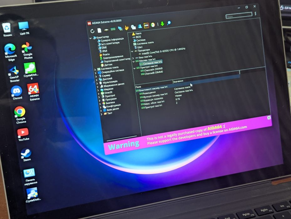 Планшет Microsoft surface pro 6 i5 8250u 8/128