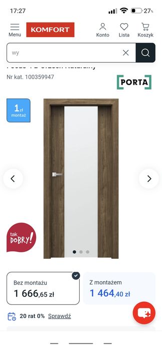 Drzwi firmy porta 80cm