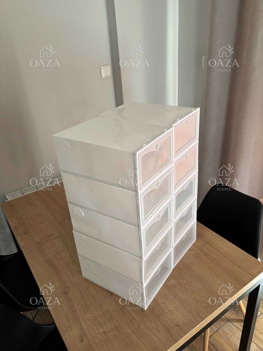 Zestaw 10 Pudełek Organizerów na Buty z Klapką Szare