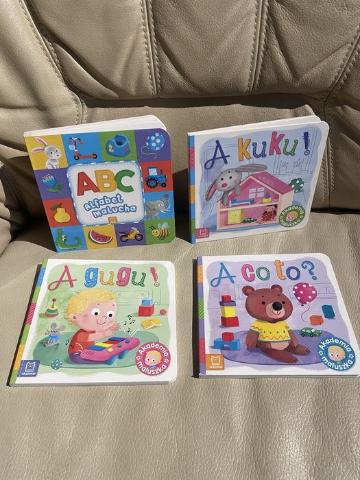 Książki dla dzieci ABC albafet literki i A kuku! Akademia maluszka A gugu A co to? Zestaw książeczek dla maluchów 4 książeczki na prezent