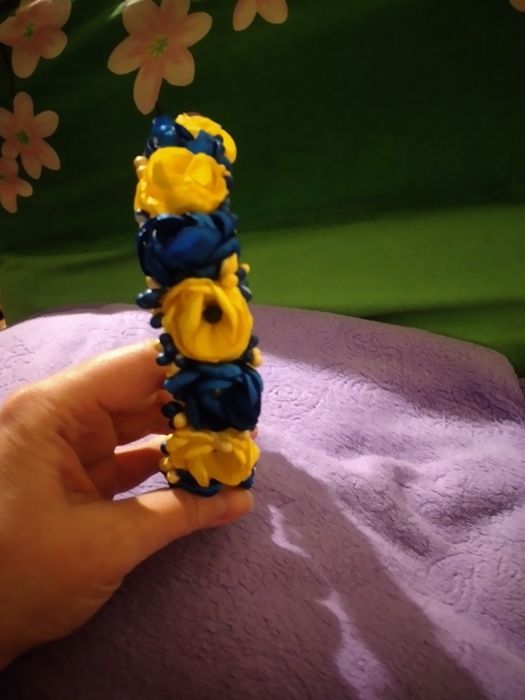 Обруч-віночок на голову жовто-блакитний, патріотичний.