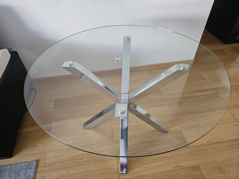 Mesa Vidro Pés Inox (1.20 mt) - Nova