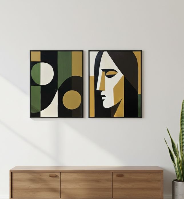 Dyptyk geometryczny. Portret/ abstrakcja