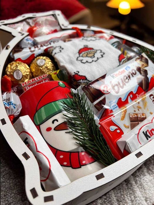 Новогодний бокс, подарочный бокс в виде мешочка, наложка