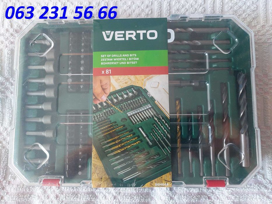 Набір свердел, головок, біт Verto 81 шт (66H648)