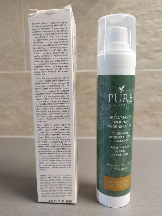Krem do twarzy PURE by Clochee NOWY 50ml w pudełku maska regenerujący