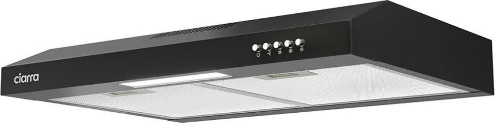Exaustor Ciarra 60cm Classe A
- Design moderno em preto.
- Filtros metálicos laváveis.
- Il