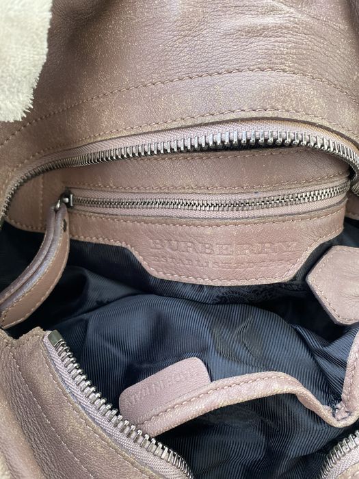 Burberry Ruffled Lowry Tote - Pleated Leather - Dark Mauve/Brown