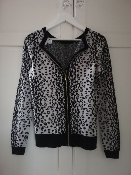 Sweter bluzka H&M czarno-białe cętki z tyłu suwak rozm M