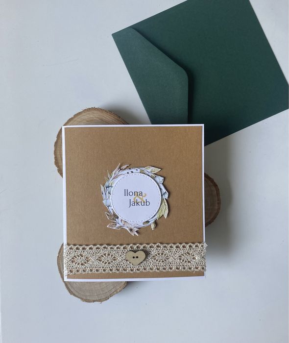 Kartka ślubna boho, personalizowana.