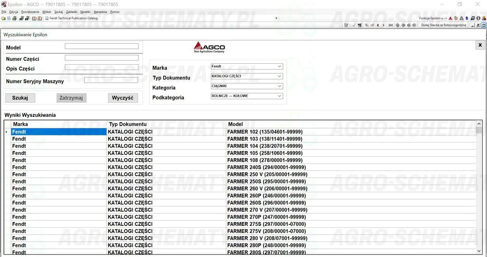 AGCO Epsilion 2022 Katalog Części Pakiet Instrukcja Napraw Maszyny Rol