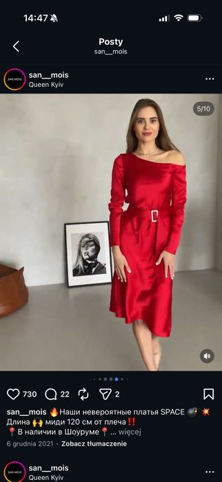 Sukienka Midi czerwona z paskiem