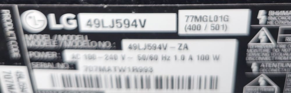 LG49LJ594V płyta główna