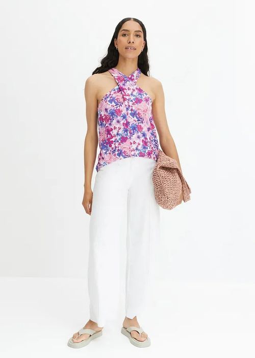 B.P.C top z dekoltem halter w drobne kwiatuszki r.44/46