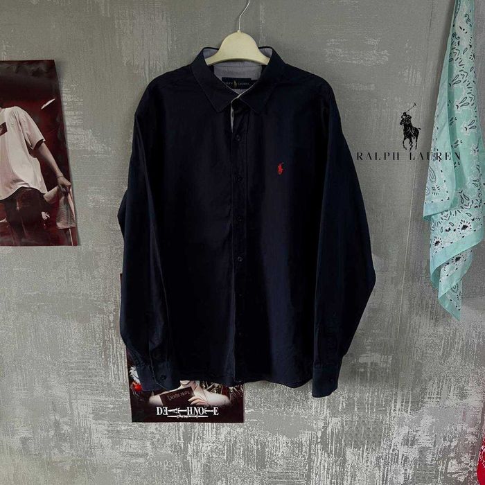 ‼️Знижка на -50%‼️(S)Polo Ralph Lauren рубашка темно-синяя
