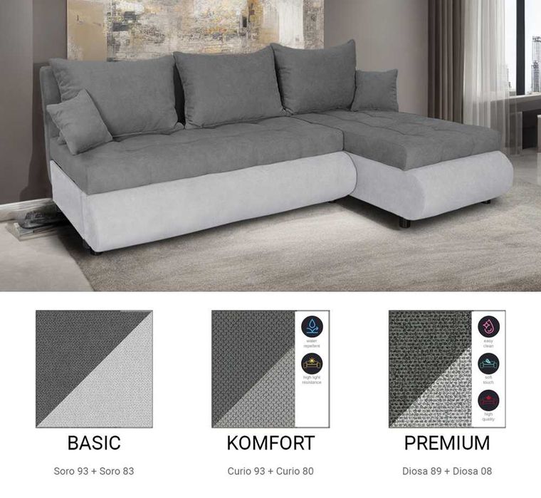 Narożnik z funkcją spania Nela / Różne kolory / Raty / SZYBKA DOSTAWA!