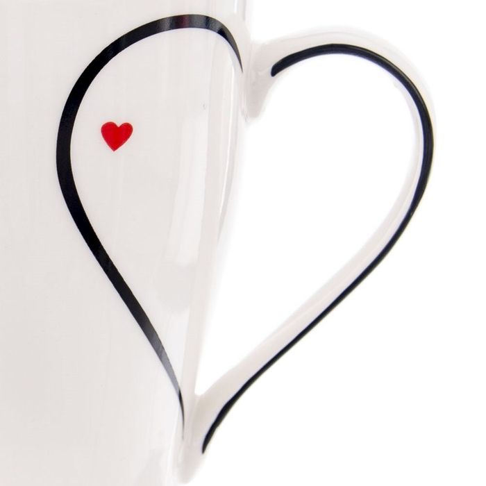 Kubek Porcelanowy 380ml Serce Biały Do Zmywarki Elegancki Mebliva