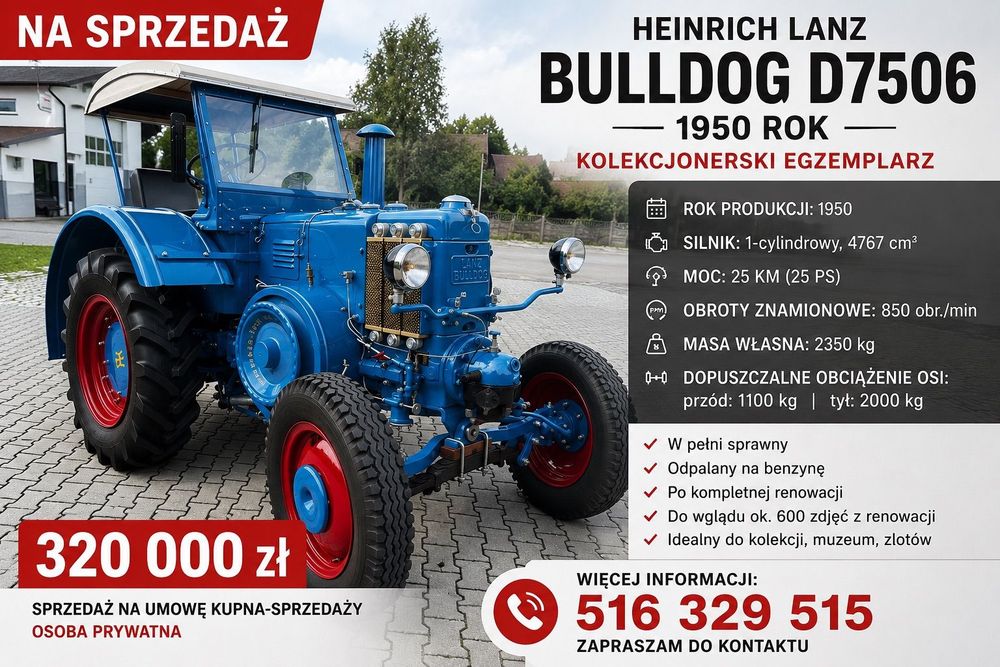 Lanz Bulldog D7506  Lanz Bulldog D7506 – 1950 r. | Po kompletnej renowacji