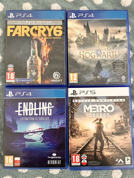 Gry PS4 oraz PS5 FarCry6, Metro Exodus, Endling, Hogwarts