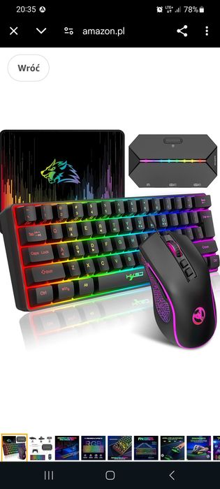 Zestaw klawiatury i myszy do gier z adapterem