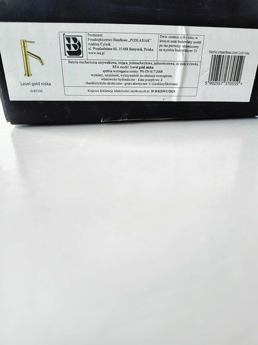 Bateria łazienkowa Rea złota Level gold niska NOWA