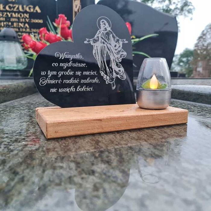 ZNICZ solarny led statuetka na cmentarz grób duża dąb