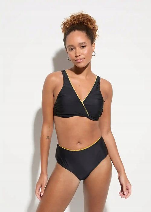 B.P.C bikini czarne ze złotą koronką usztywniane r.38(75D)