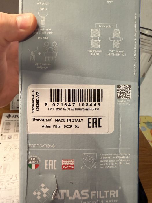 Фільтр Atlas Filtri DP 10 MONO 1/2