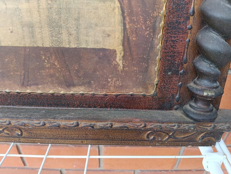 Quadro Antigo "A Última Ceia" – Moldura Trabalhada em Madeira