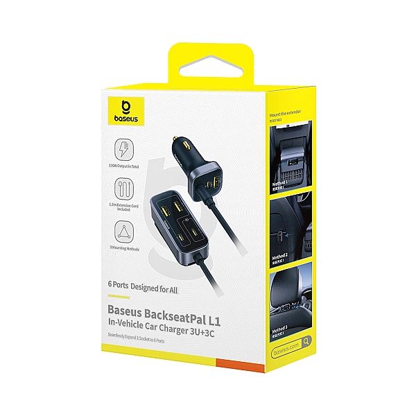 Ładowarka samochodowa Baseus BackseatPal L1/110W 3 x USB-A + 3 x USB-C
