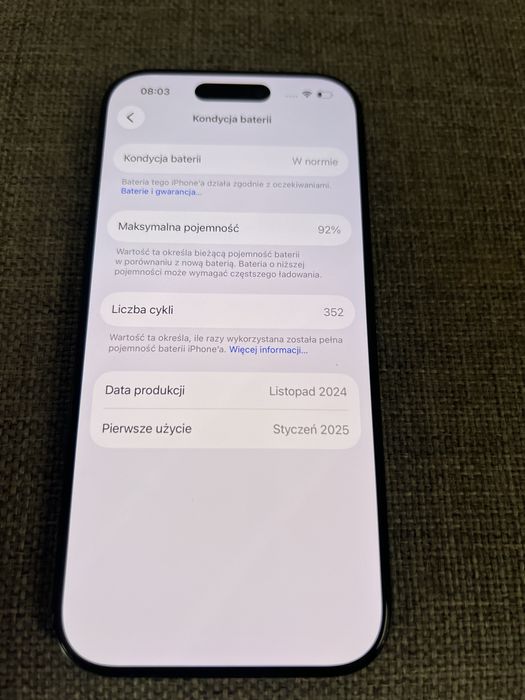 Iphone 16 pro 256gb, 92% bateria, gwarancja