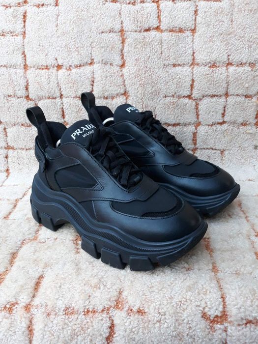 массивные  кроссовки Prada Block Chunky Sole Sneakers