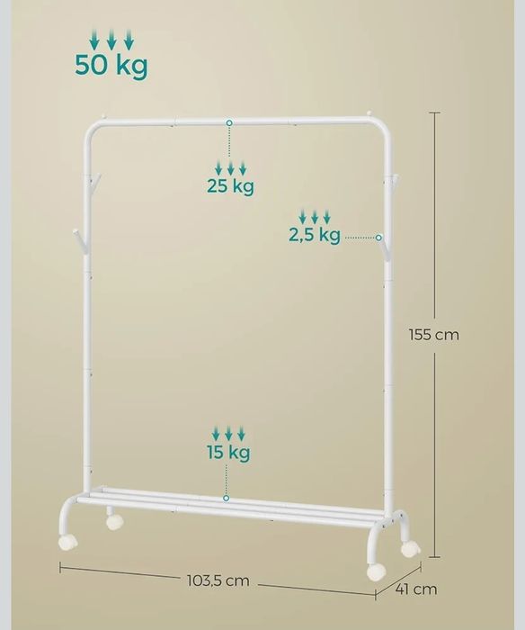 SONGMICS Wieszak na ubrania, pojedynczy wieszak