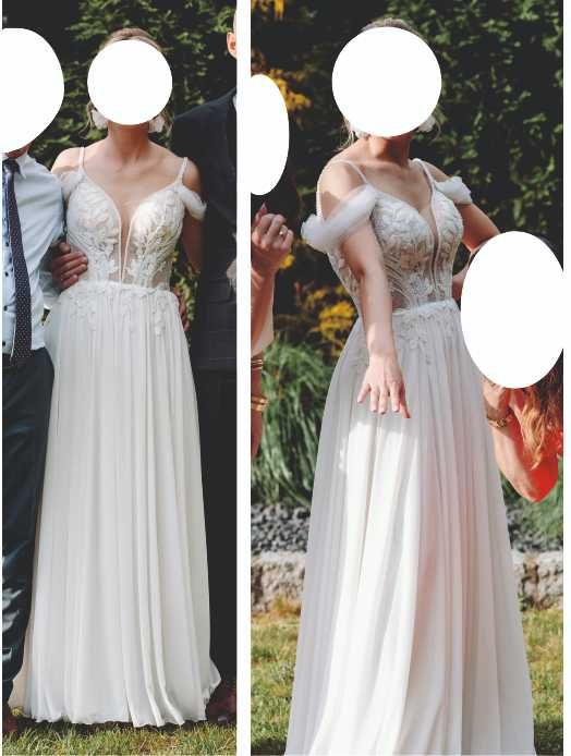 Suknia ślubna Fulara&Żywczyk rozm. 36 Muślin Dekolt V