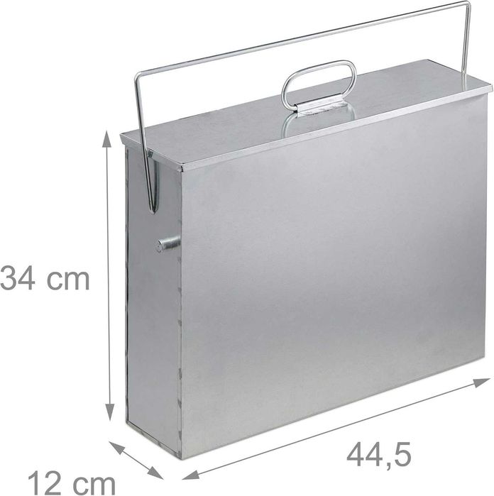 Kosz Pojemnik na POPIÓŁ z pokrywką Relaxdays stal ocynk Kominek Grill