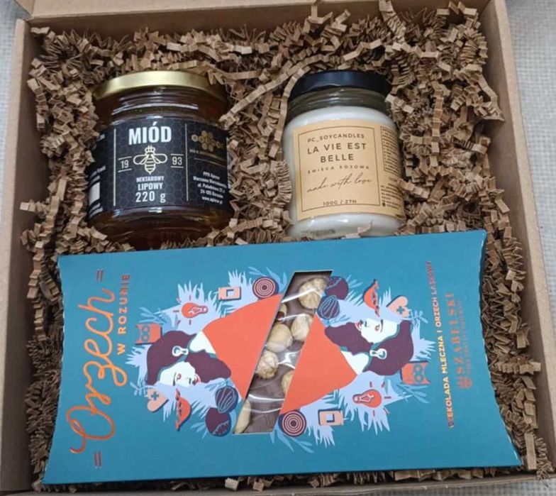 Zestaw Prezentowy Świeca Sojowa 143ml +Miód L. 220g +CZO