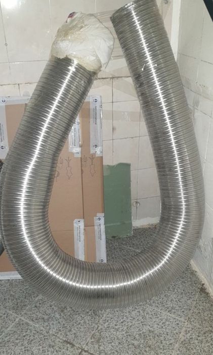 Tubo inox novo, flexível de 3m com diâmetro 200mm e 5m de diâmetro 110