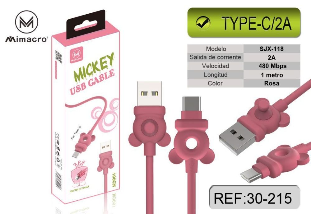Cabos Micro USB, IOS, TYPE-C Mickey