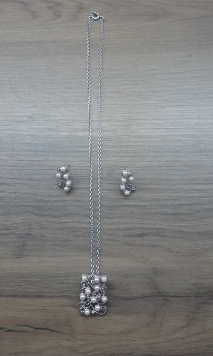 komplet kolczyki wisiorek bransoletka zegarek