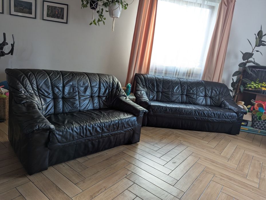 Kanapy skórzane zestaw 3+2 + fotel gratis