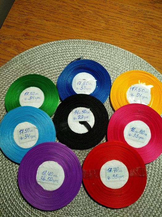 Лента репсовая, ширина 6мм. Разный цвет и метраж.