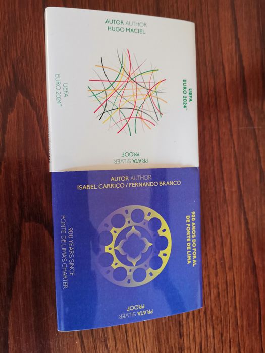 Conjunto de 2 moedas prata proof em estojo certificado